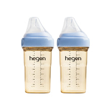 Load image into Gallery viewer, Hegen PCTO™ 240ml/8oz Feeding Bottle PPSU 2-Pack BLUE with 2x Medium Flow Teats (3 to 6 months)