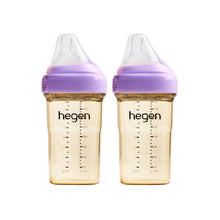 Load image into Gallery viewer, Hegen PCTO™ 240ml/8oz Feeding Bottle PPSU 2-Pack Purple with 2x Medium Flow Teats (3 to 6 months)
