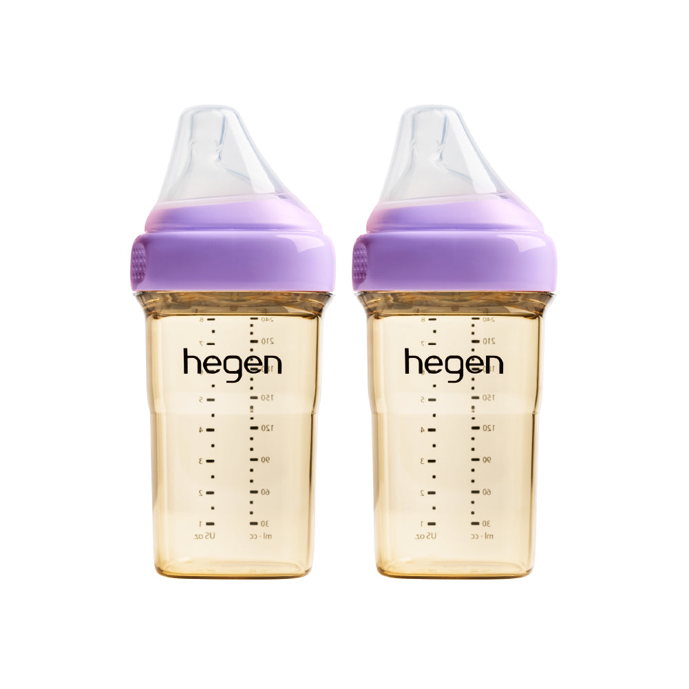 Hegen PCTO™ 240ml/8oz Feeding Bottle PPSU 2-Pack Purple with 2x Medium Flow Teats (3 to 6 months)