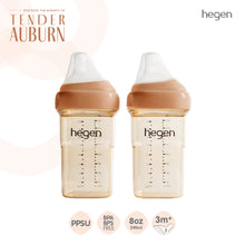 Load image into Gallery viewer, Hegen PCTO™ 240ml/8oz Feeding Bottle PPSU 2-Pack Auburn with 2x Medium Flow Teats (3 to 6 months)
